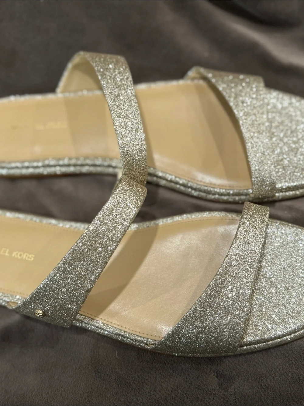 Michael Kors Silver Glitter Slide Mules